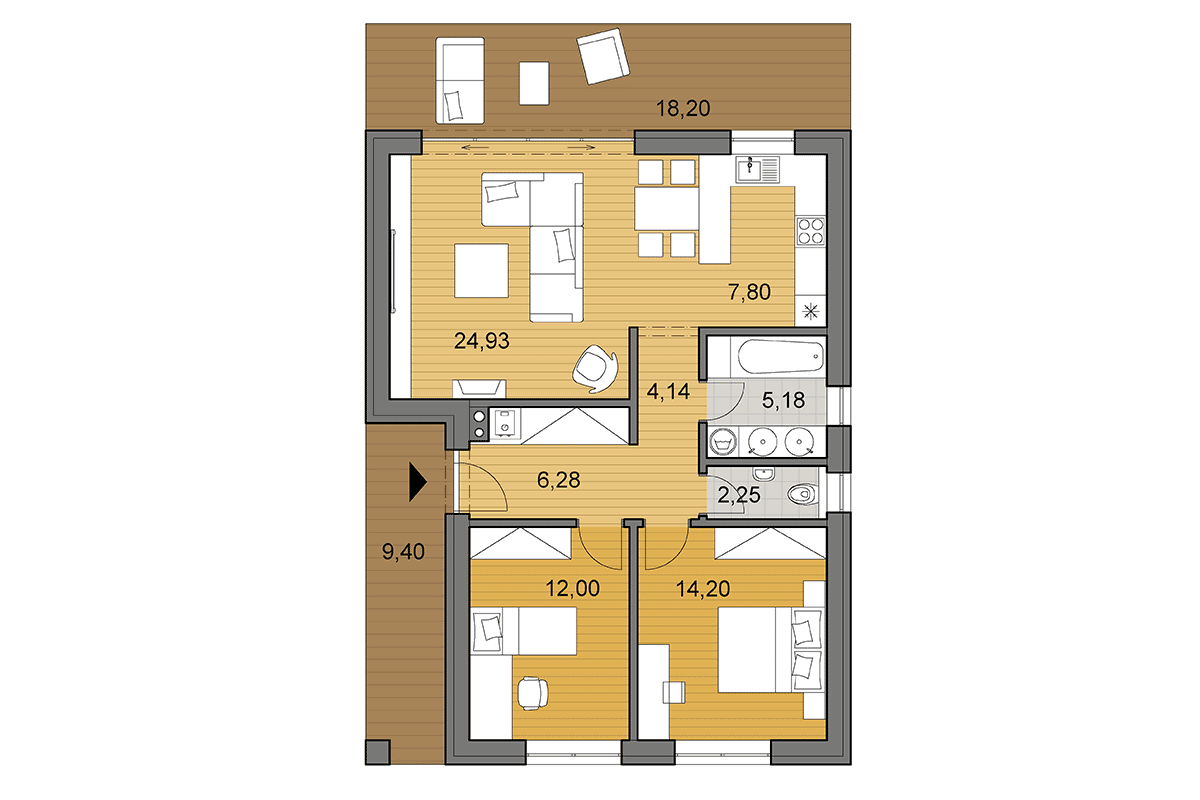 Projekt domu L75 - Pôdorys