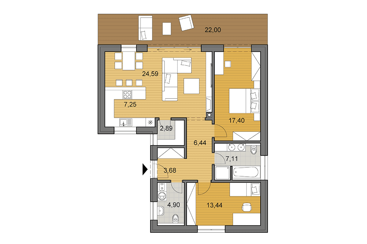 Bungalow L90 - Floor plan