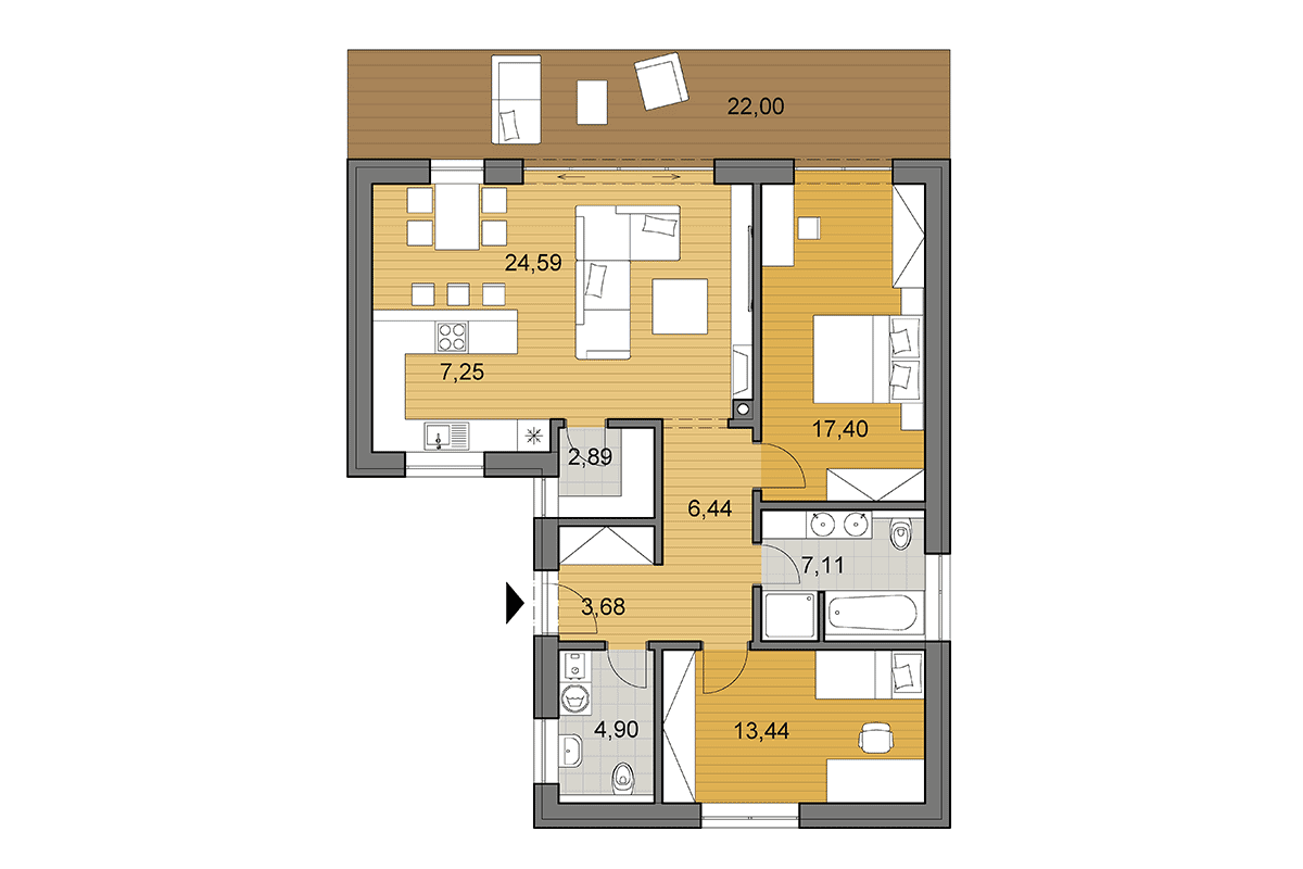 Projekt domu L90 - Pôdorys