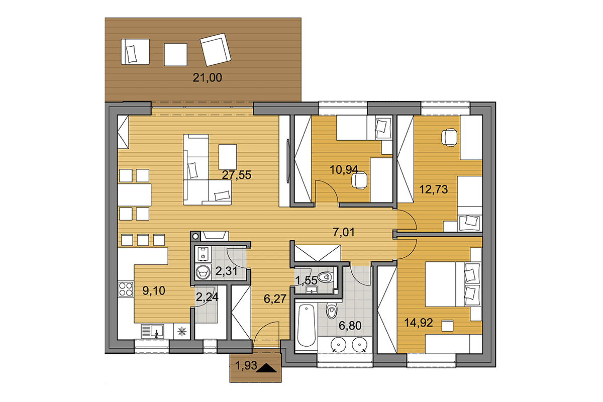 Bungalow O100 - Floor plan