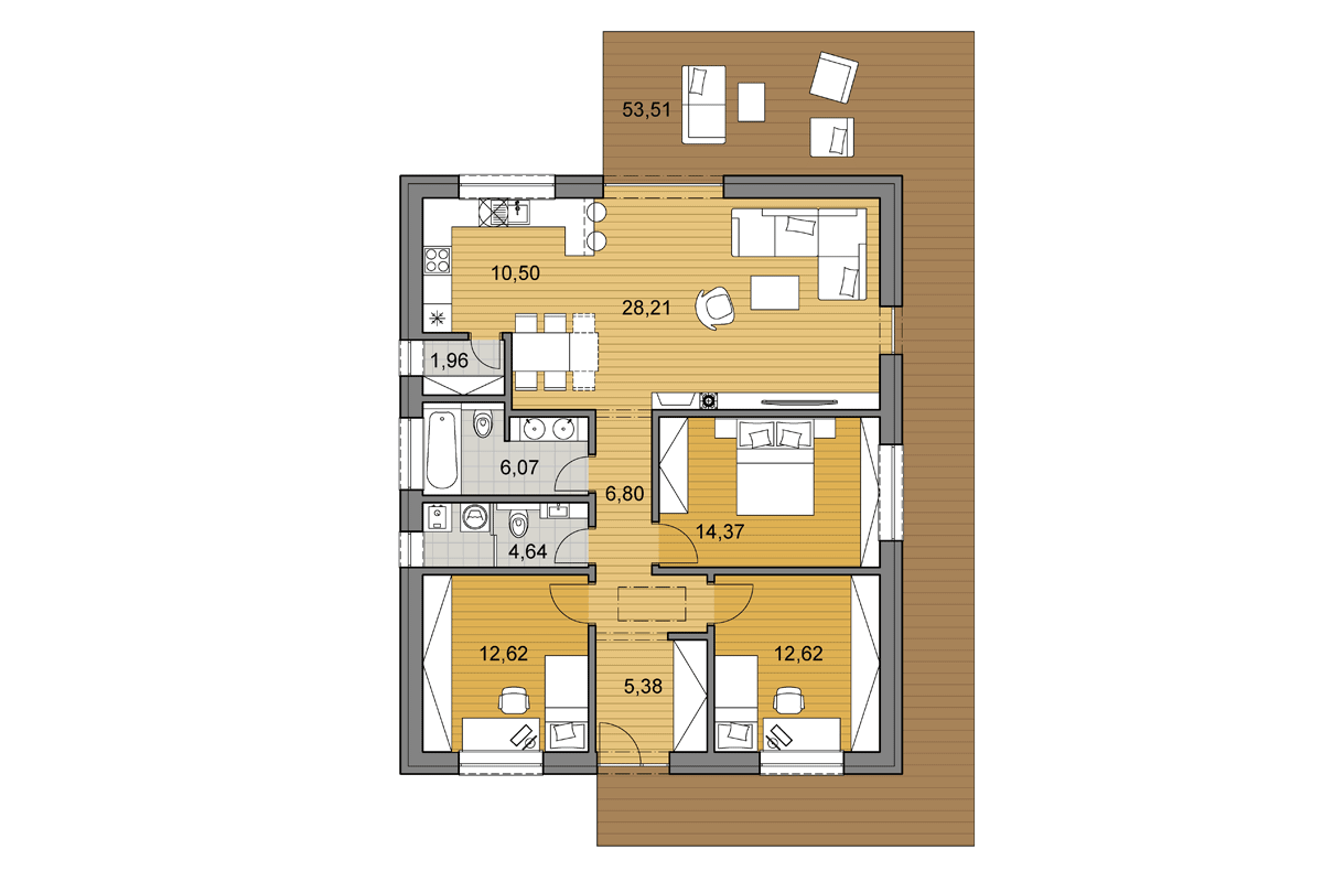 Projekt domu O103 - Pôdorys