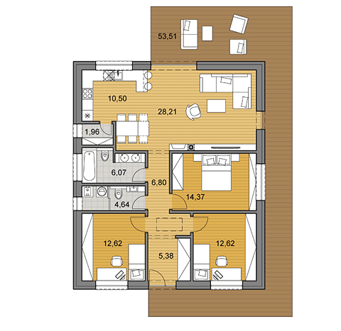 Projekt rodinného domu o ploche 103 m2