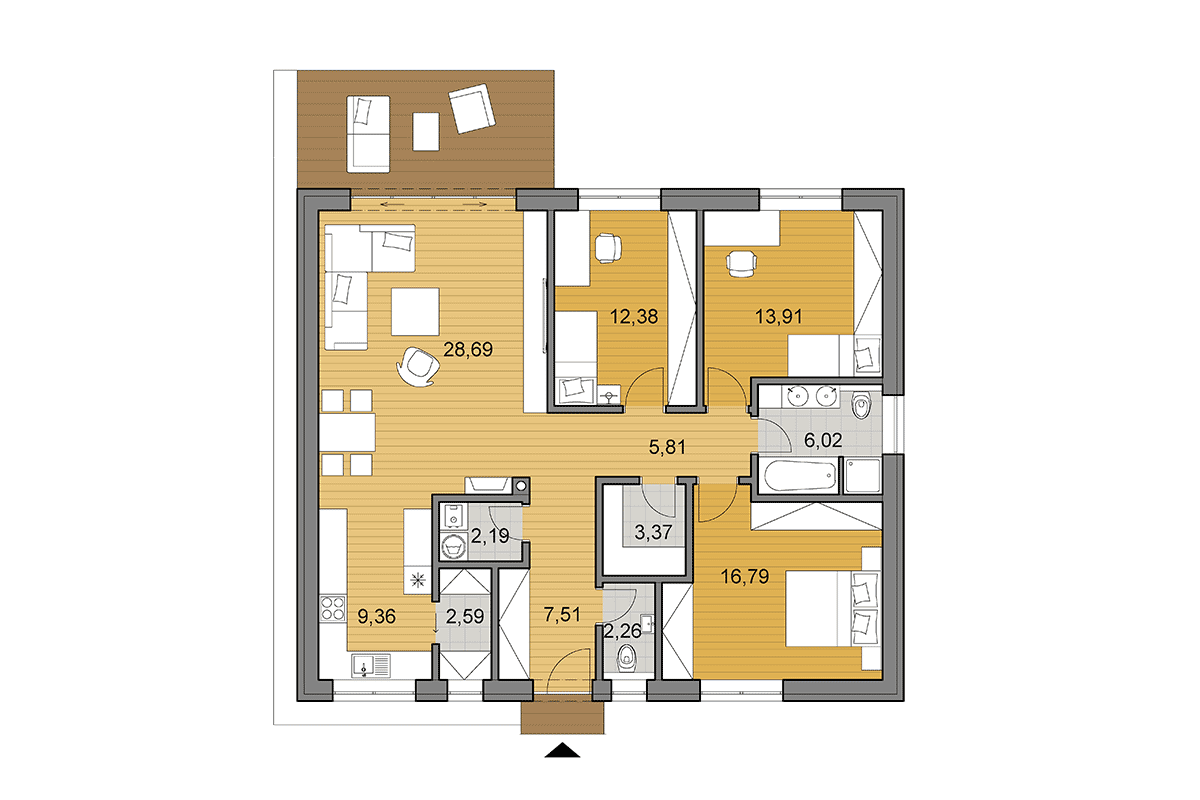 Projekt domu O110 - Pôdorys