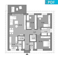 Projekt rodinného domu O110 - Pôdorys