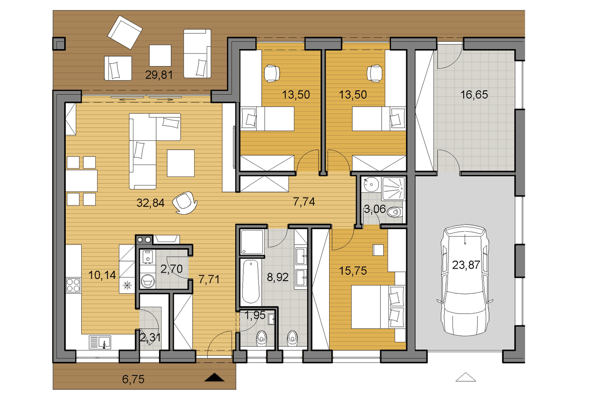 Projekt domu O120G - Pôdorys