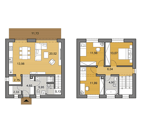 Projekt rodinného domu o ploche 102 m2