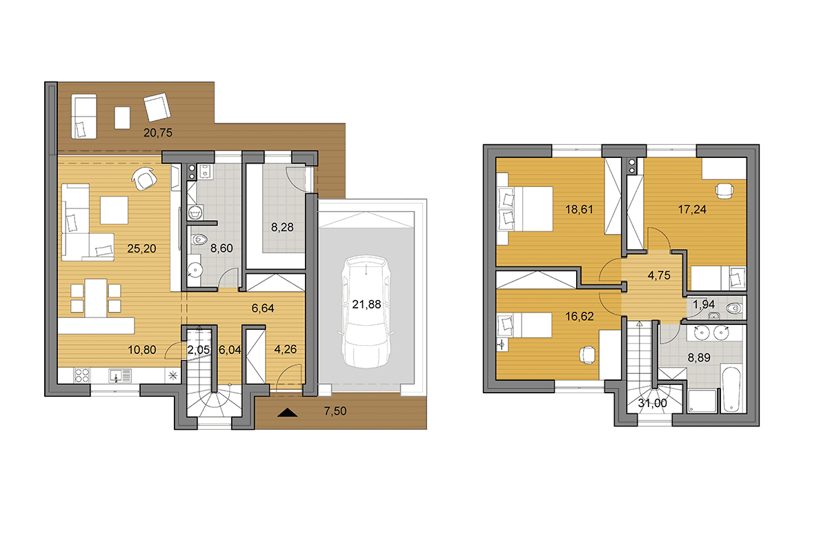 Projekt domu O2-130 - Pôdorys