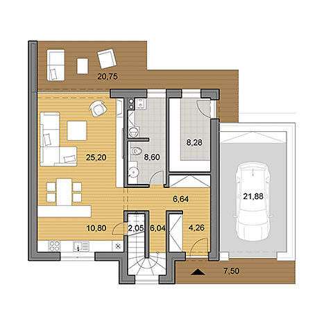 Projekt rodinného domu o ploche 138 m2