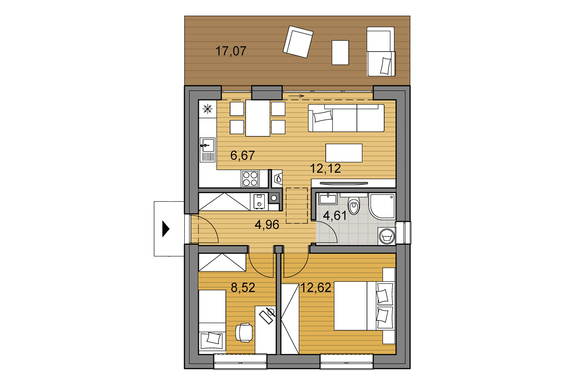 Projekt domu O49 - Pôdorys - Zrkadlený