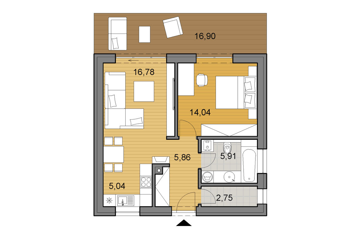 Projekt domu O50 - Pôdorys