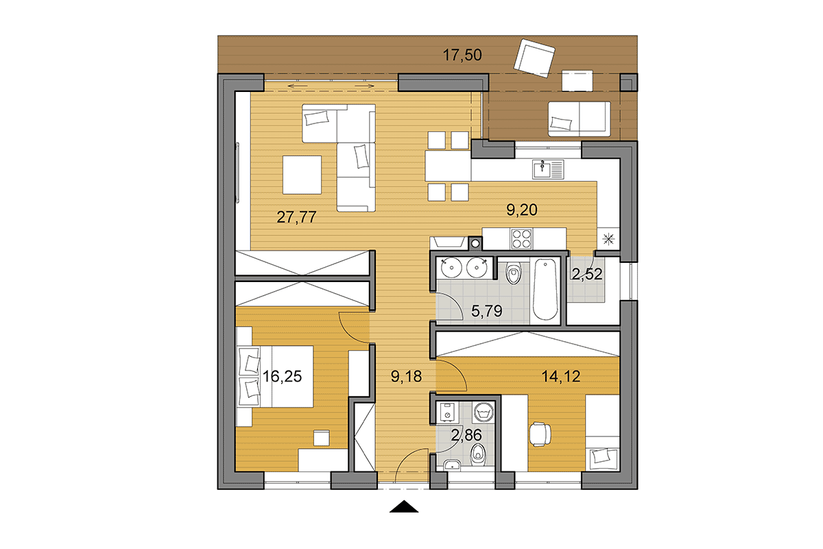 Projekt domu O85 - Pôdorys