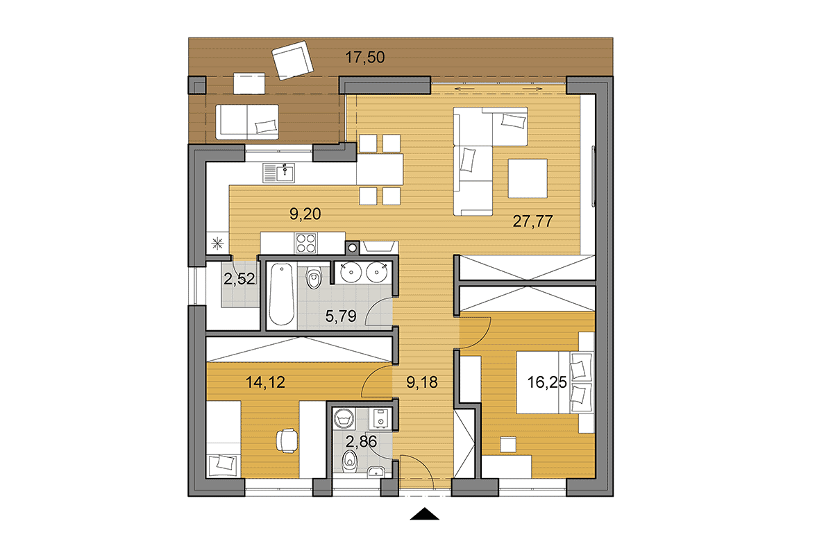 Bungalow O85 - Floor plan - Mirrored