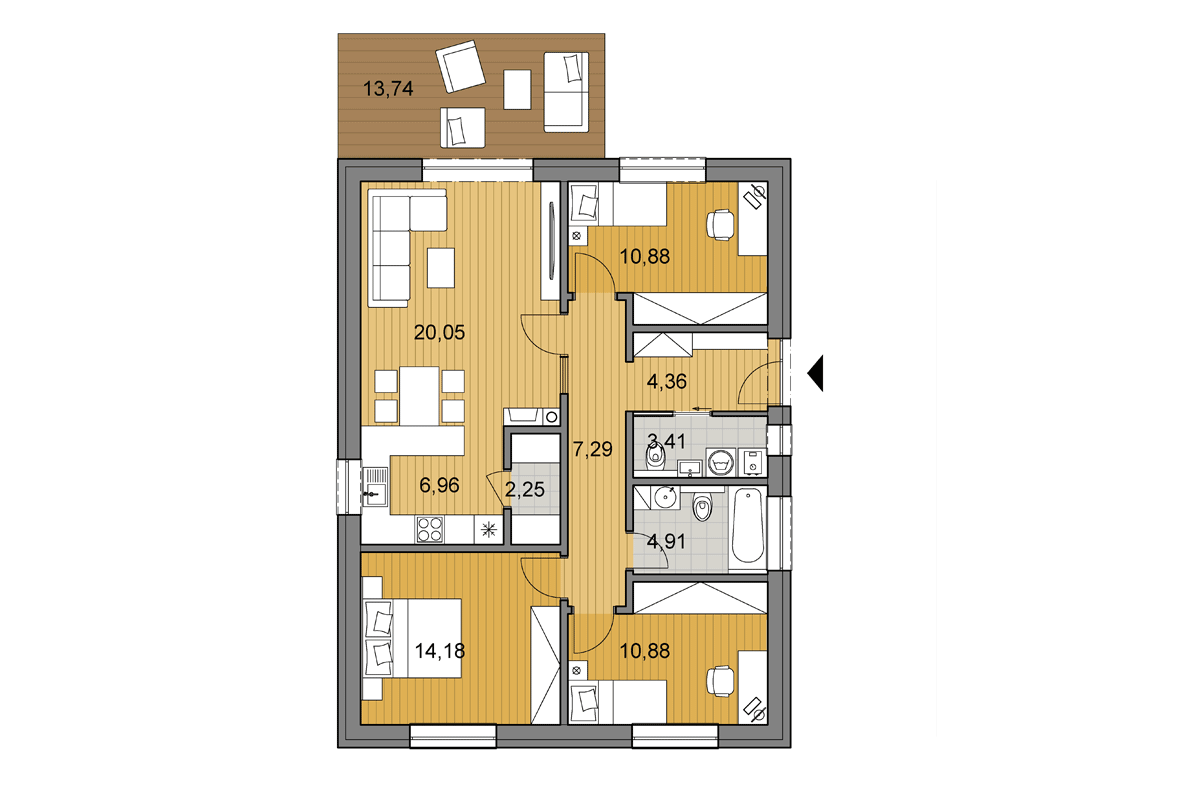 Projekt domu O86 - Pôdorys