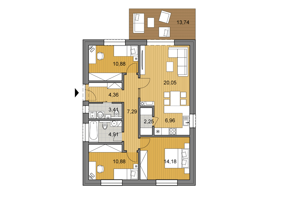 Projekt domu O86 - Pôdorys - Zrkadlený