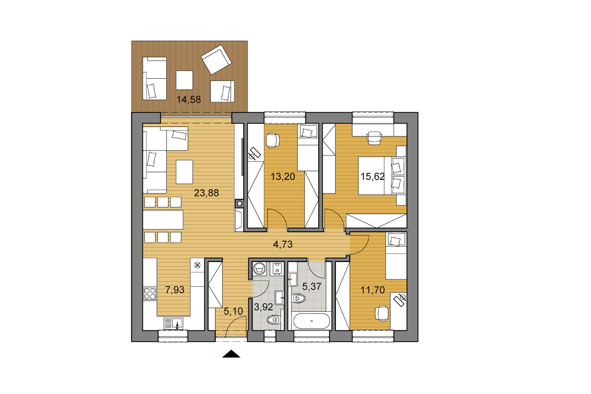 Projekt domu O91 - Pôdorys - Zrkadlený