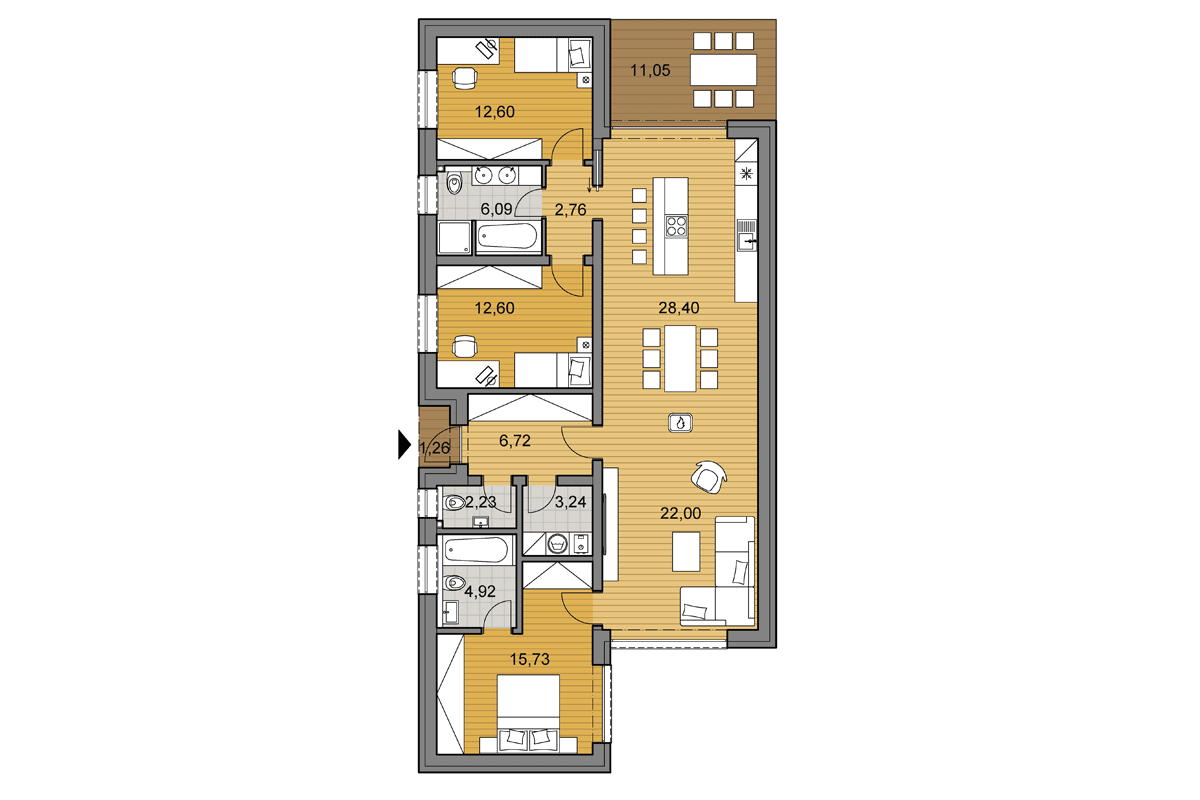 Projekt domu T118 - Pôdorys