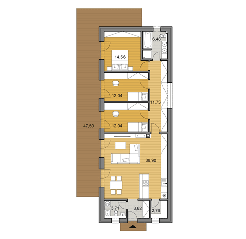 Projekt rodinného domu - i106 - pôdorys