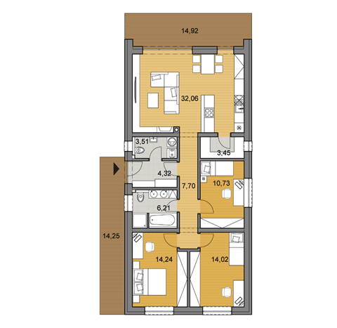 Projekt rodinného domu o ploche 96 m2