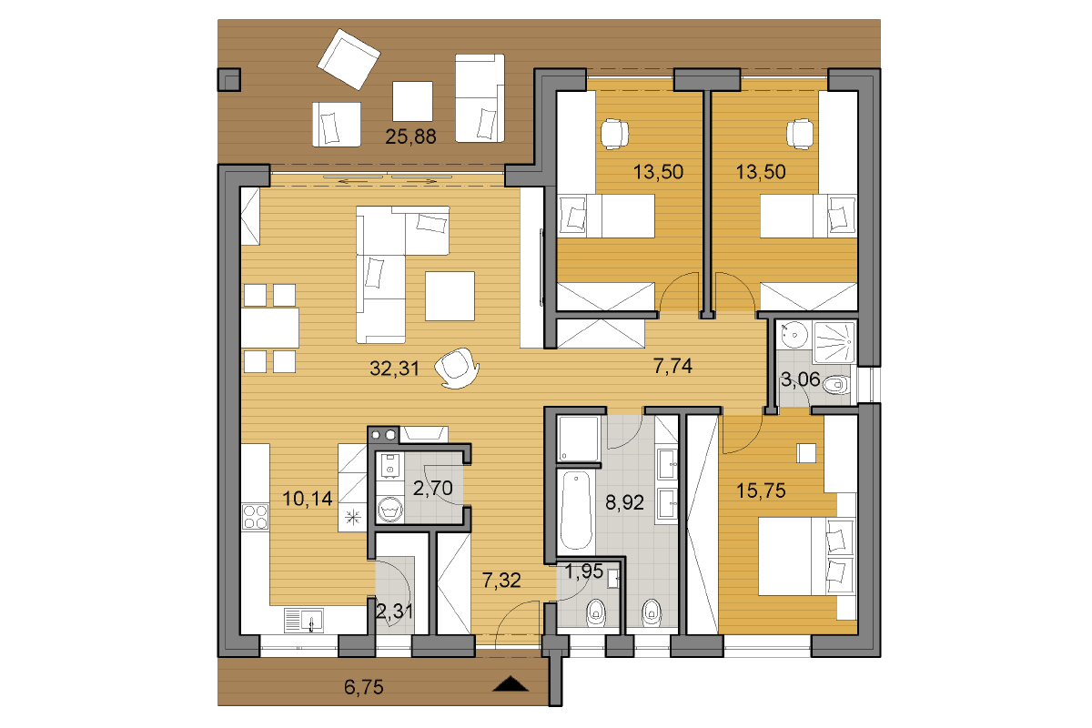 Bungalow O120P - Floor plan
