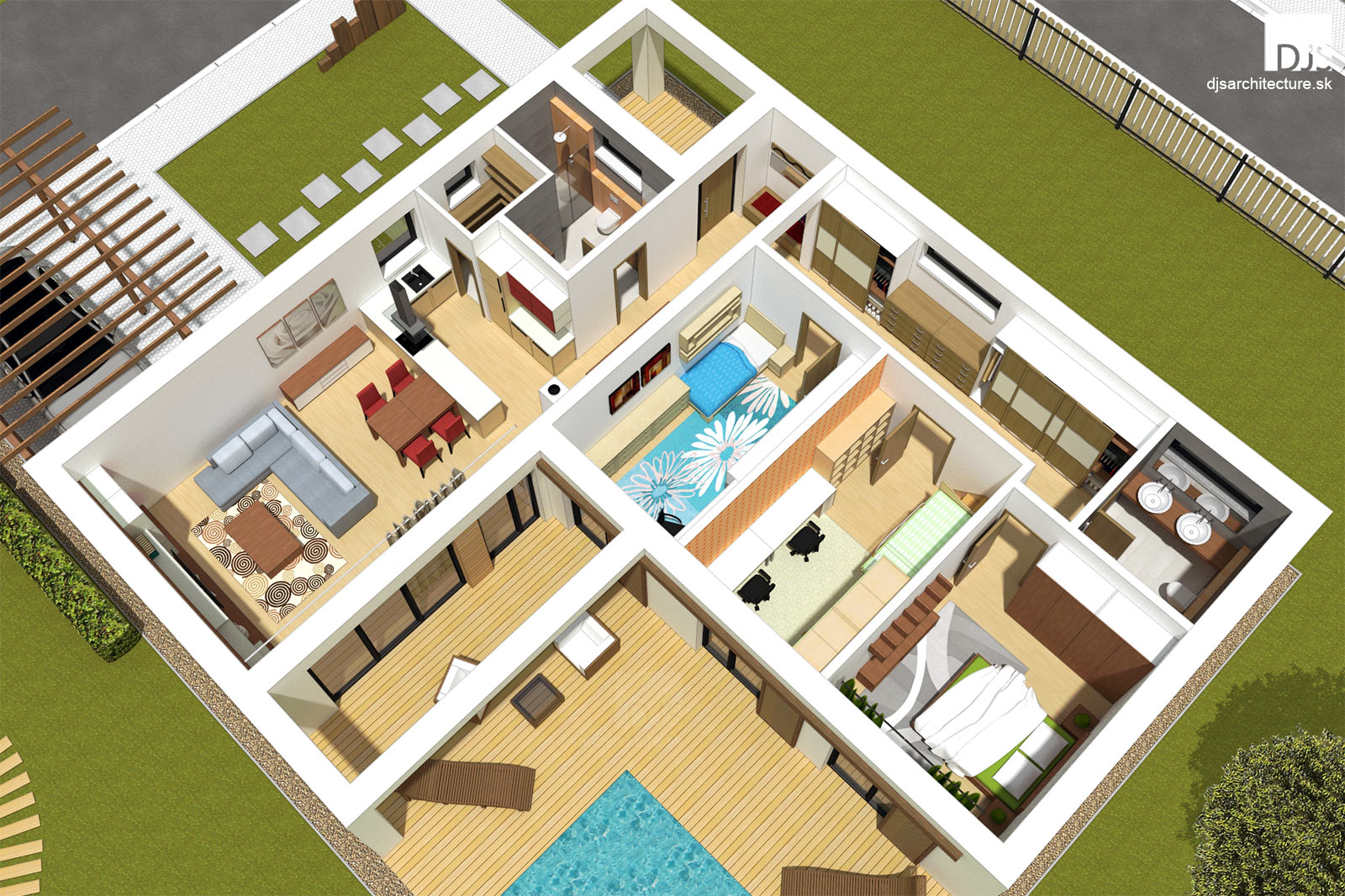 Projekt Rodinného Domu V Tvare L Bungalov L115 Djs Architecture