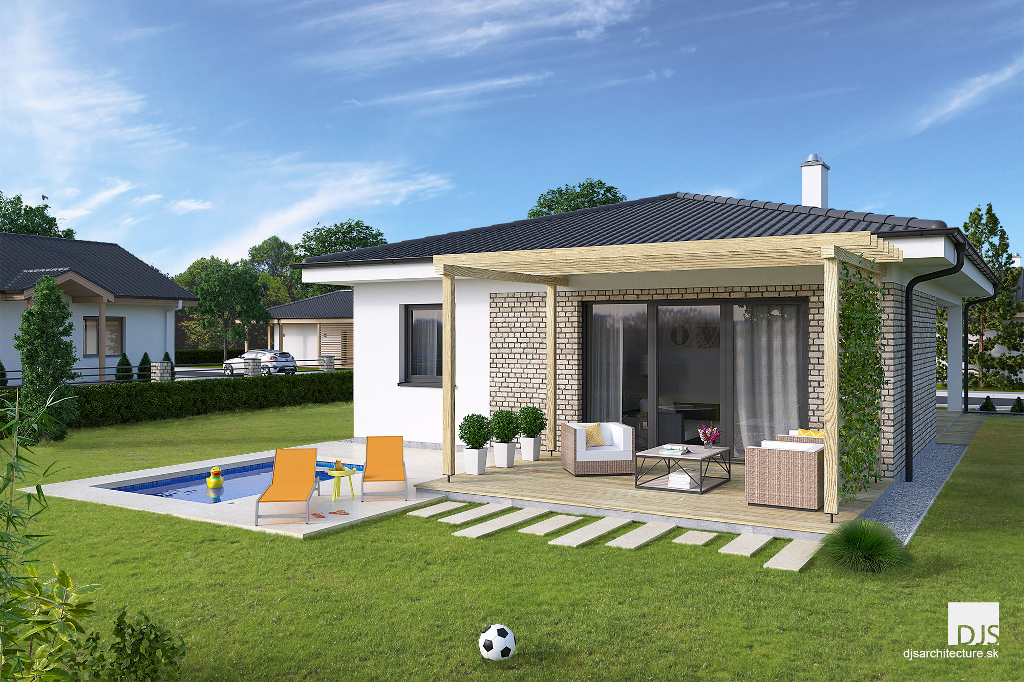  House  plans  small l  shaped bungalow L75 DJS Architecture